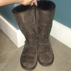 Tall Dark Brown Ugg Boots - Size 7
